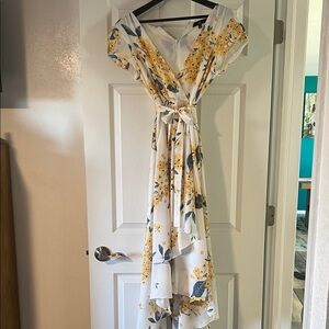 Lulu's Yellow and White Floral High Low Dress